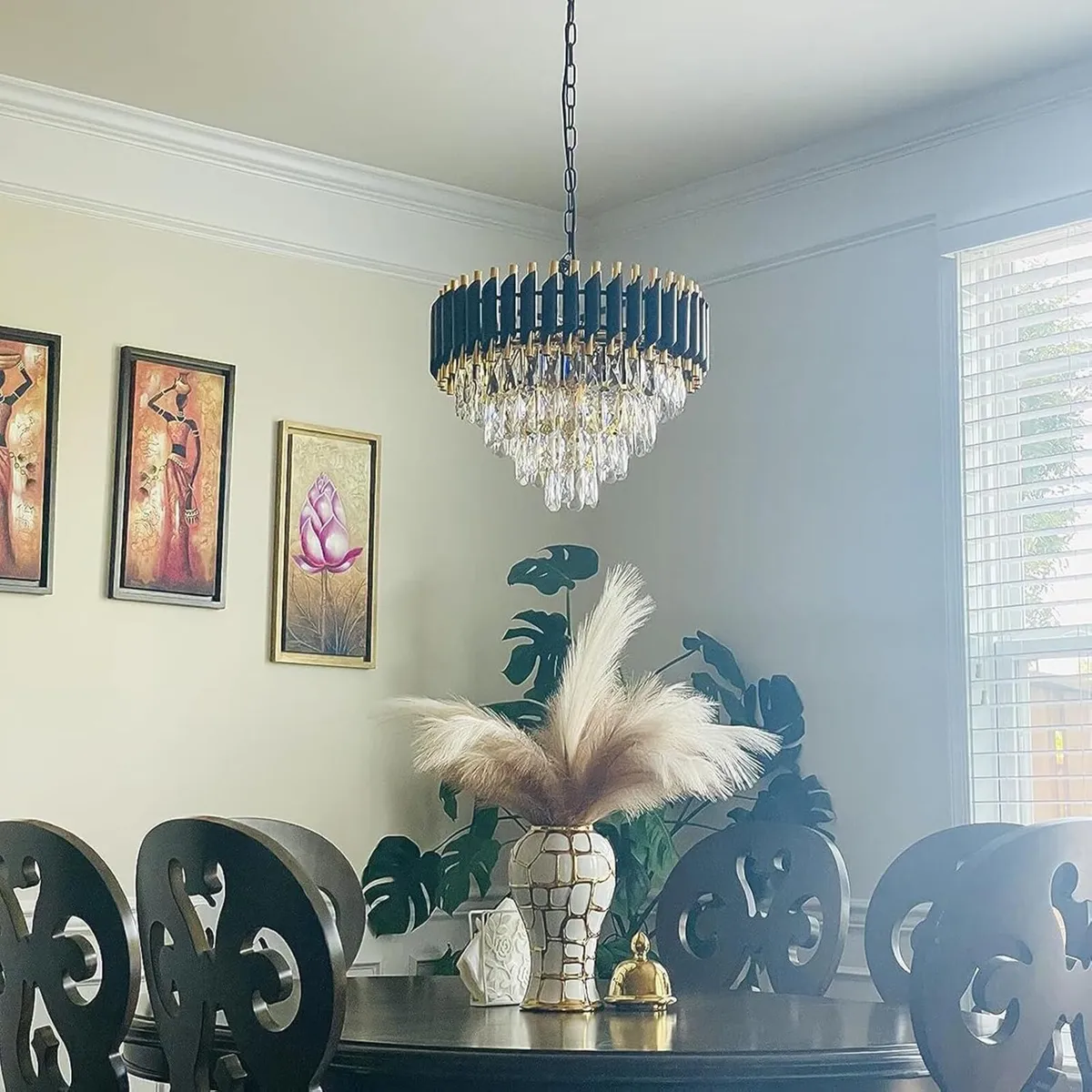 Gold Modern Crystal Chandeliers 4-Tier K9 Round - Image 3