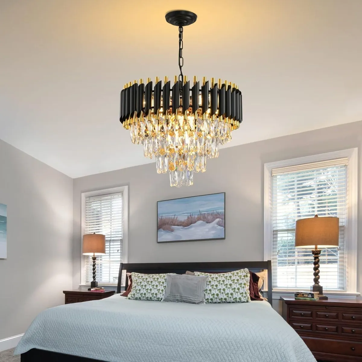 Gold Modern Crystal Chandeliers 4-Tier K9 Round - Image 4