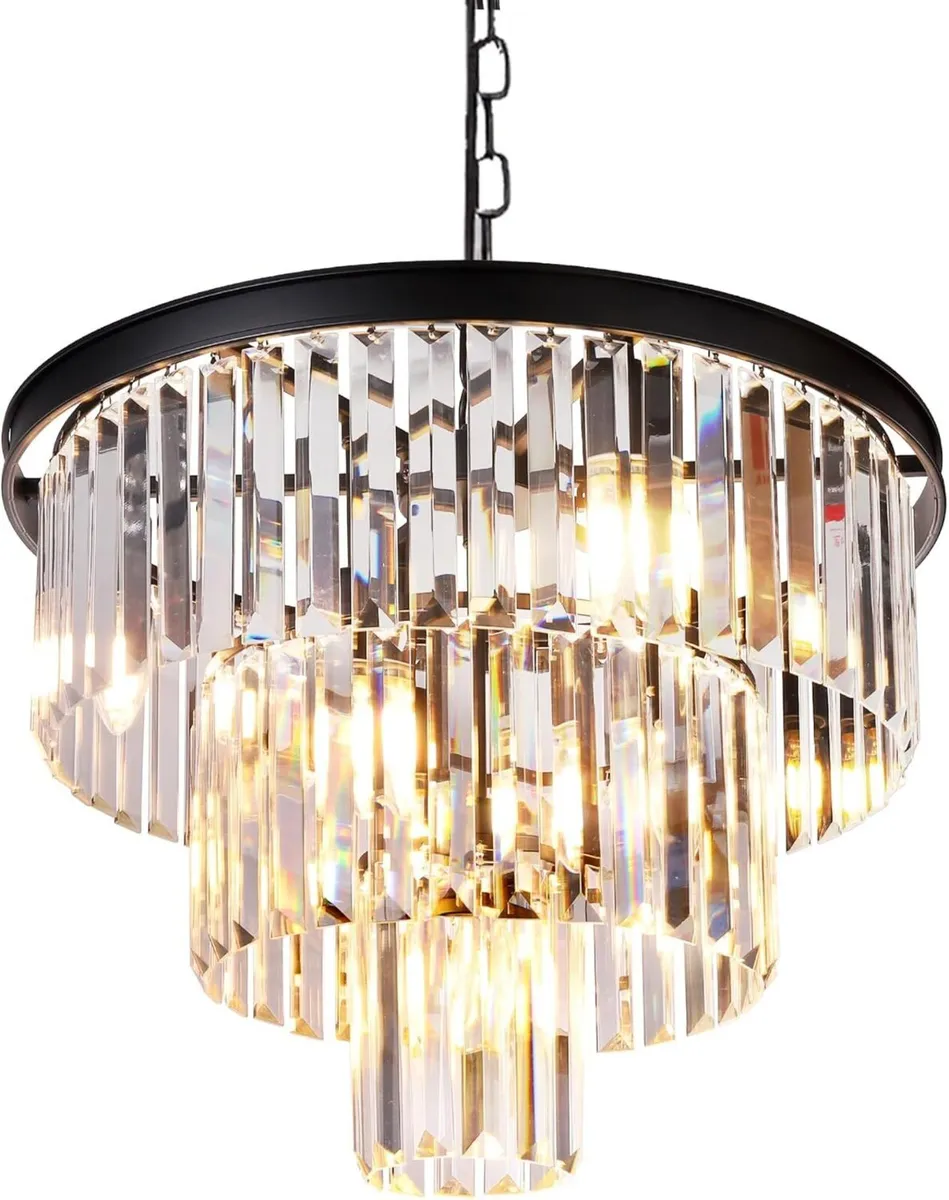 20 inch Crystal Chandelier 3-Tier Contemporary - Image 1