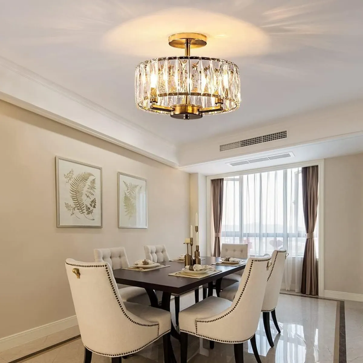 Modern Gold Crystal Chandelier Round Small Luxury - Image 2
