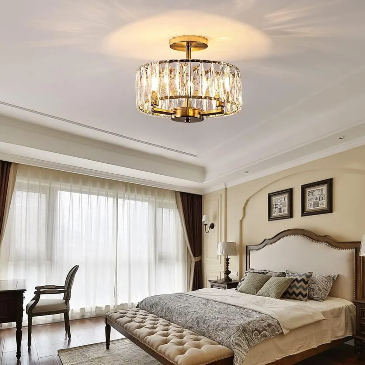 Modern Gold Crystal Chandelier Round Small Luxury - Image 3