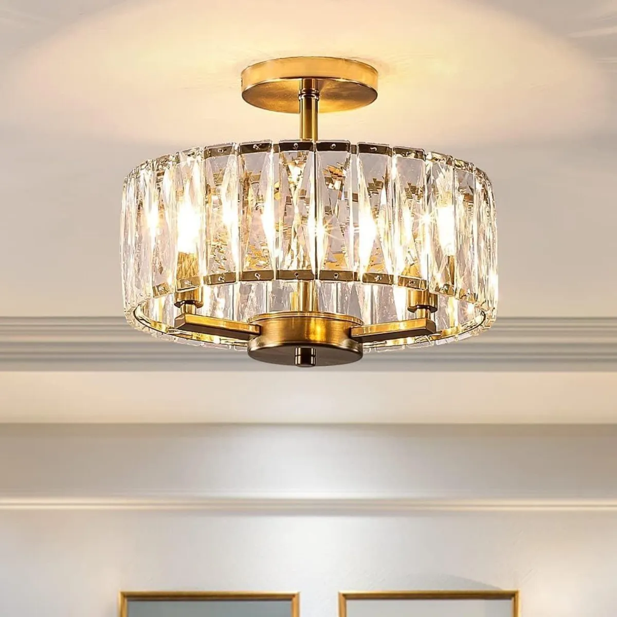 Modern Gold Crystal Chandelier Round Small Luxury - Image 4