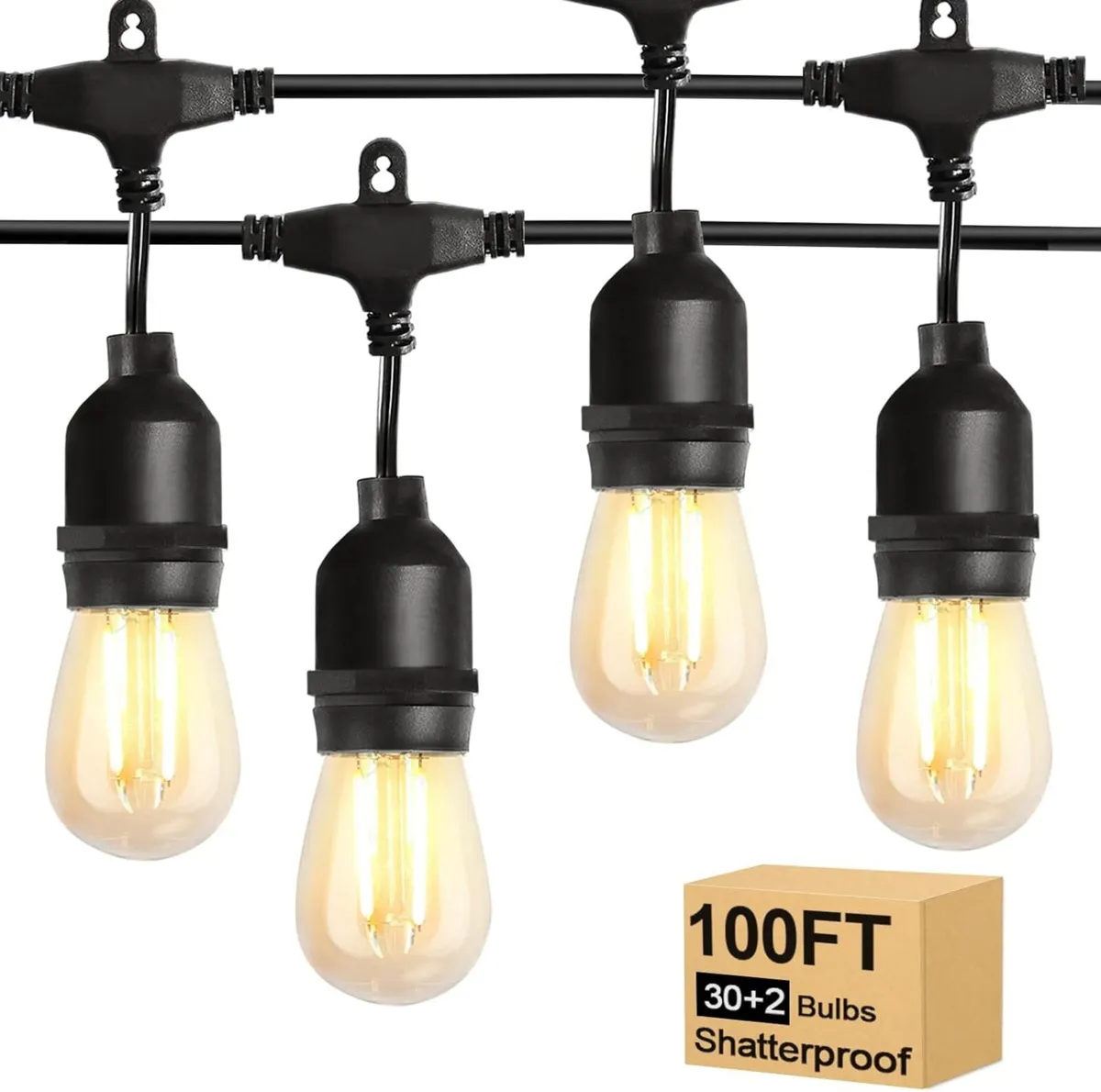 Outdoor String Lights 98FT LED Festoon 30 +2 - Image 1