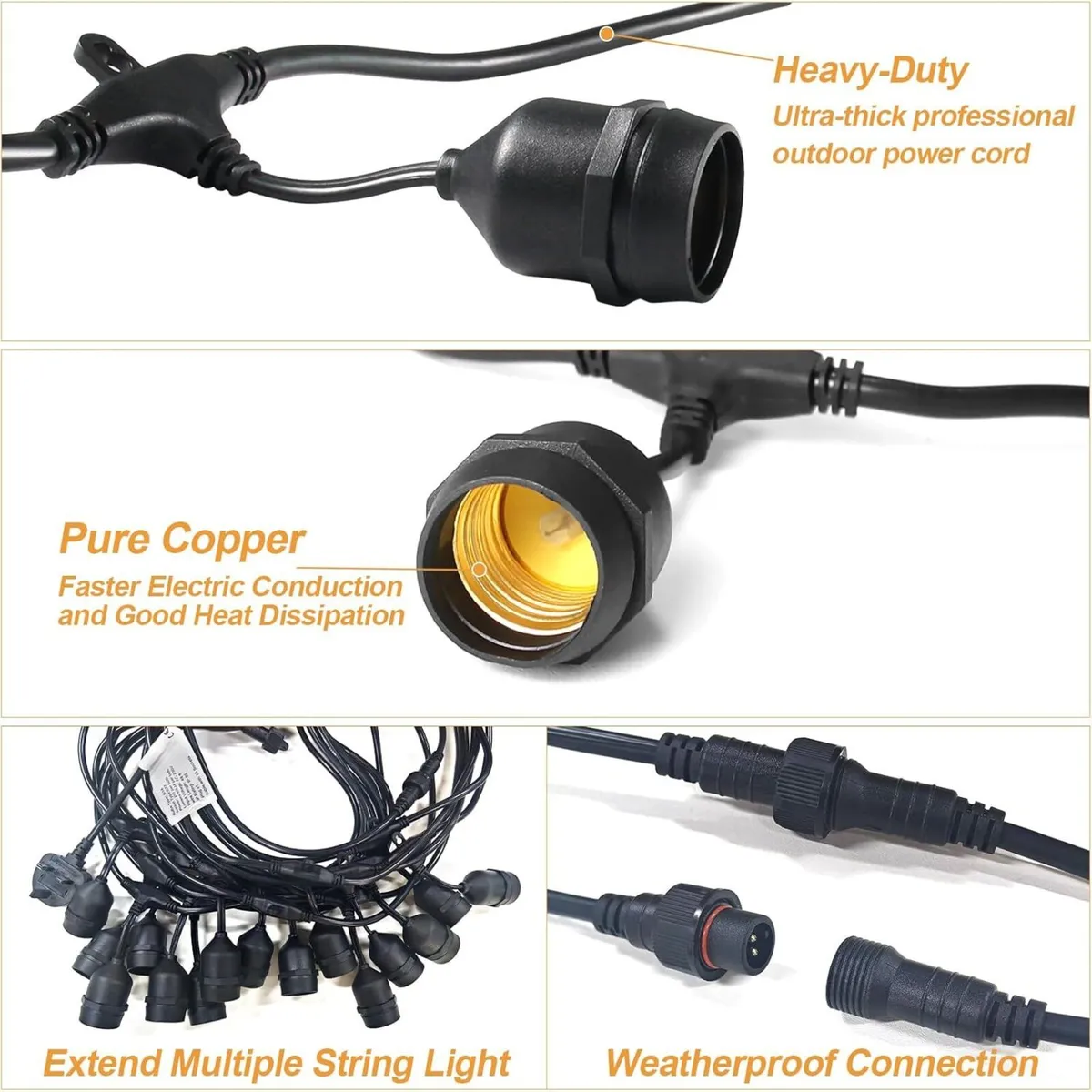 Outdoor String Lights 98FT LED Festoon 30 +2 - Image 3