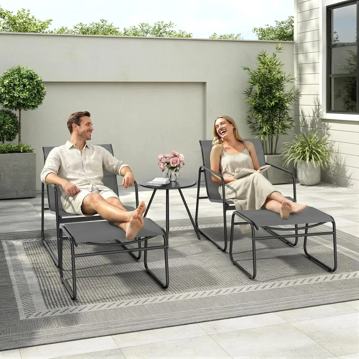 5-Piece Patio Bistro Set Garden Furniture with - Image 2