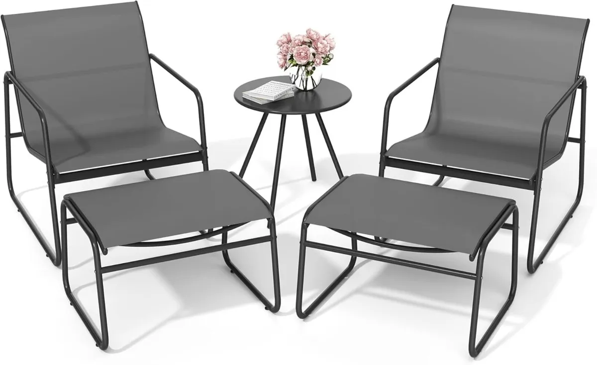 5-Piece Patio Bistro Set Garden Furniture with - Image 1