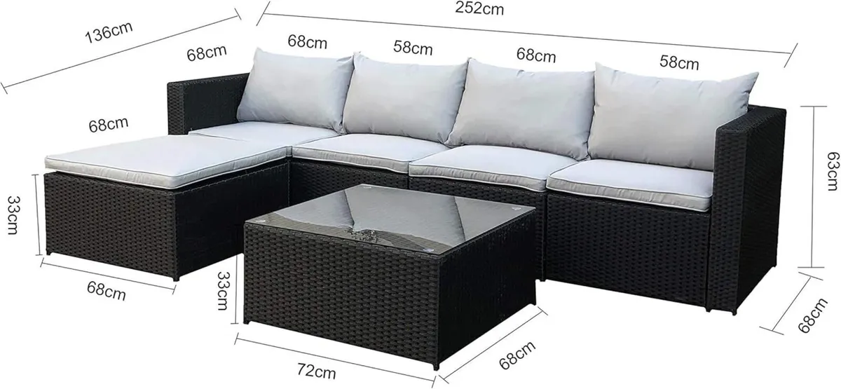 Miami Black Outdoor Rattan Garden Furniture Set - Image 3