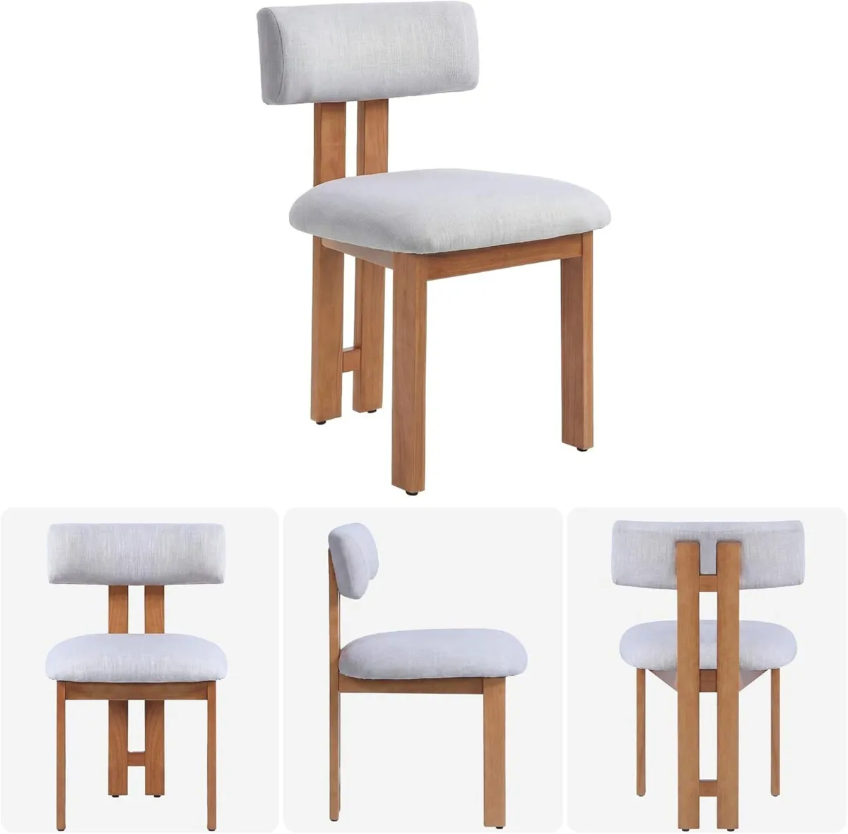 Retro Mid Century Dining Chairs Set of 2 Linen - Image 3
