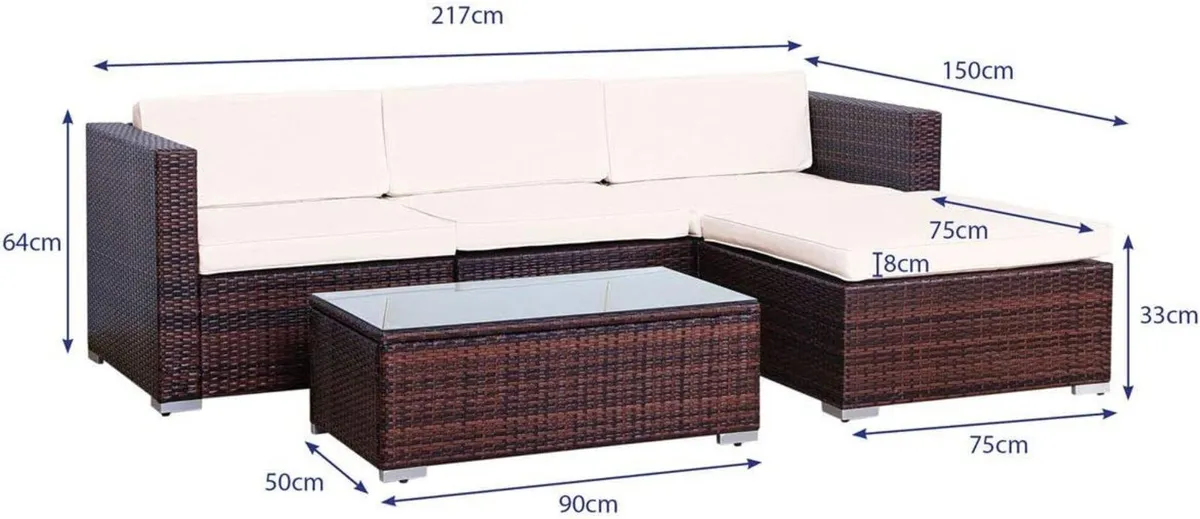 California Rattan Garden Furniture Set 5 Piece - Image 2