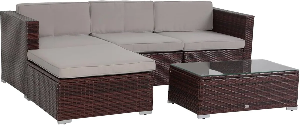 California Rattan Garden Furniture Set 5 Piece - Image 3
