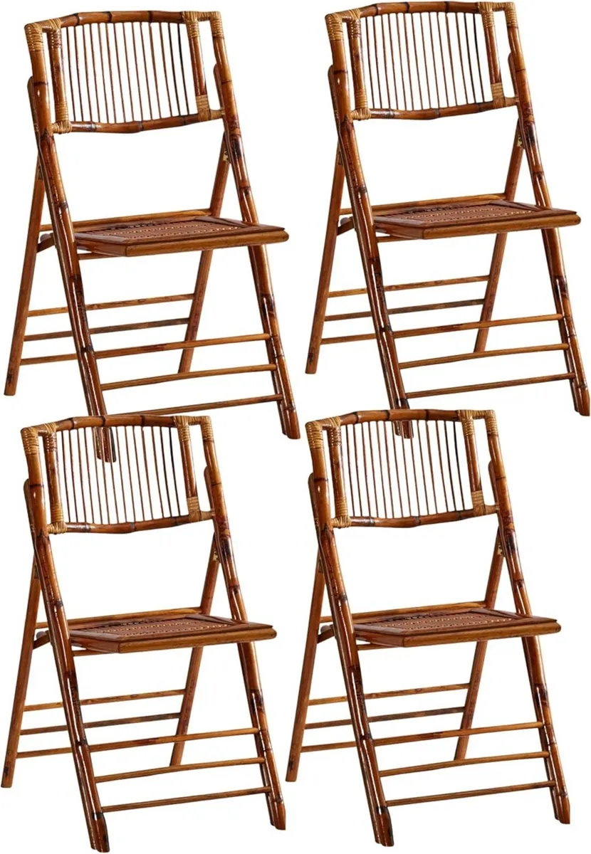 Set of 4 Newly Upgraded FSC Bamboo Folding Chair - Image 1