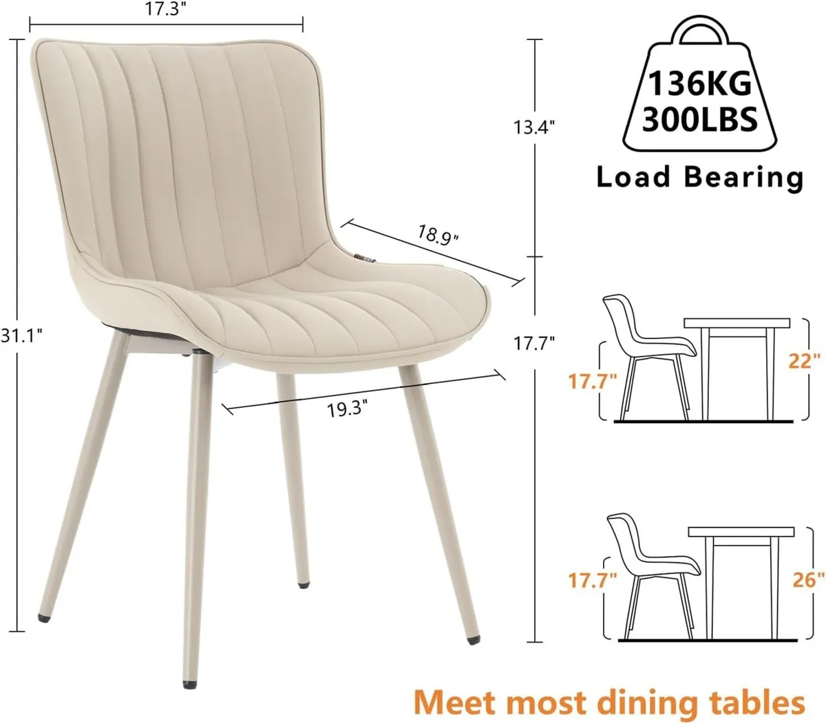 Dining Chairs Set of 2 Modern Kitchen Room with - Image 2