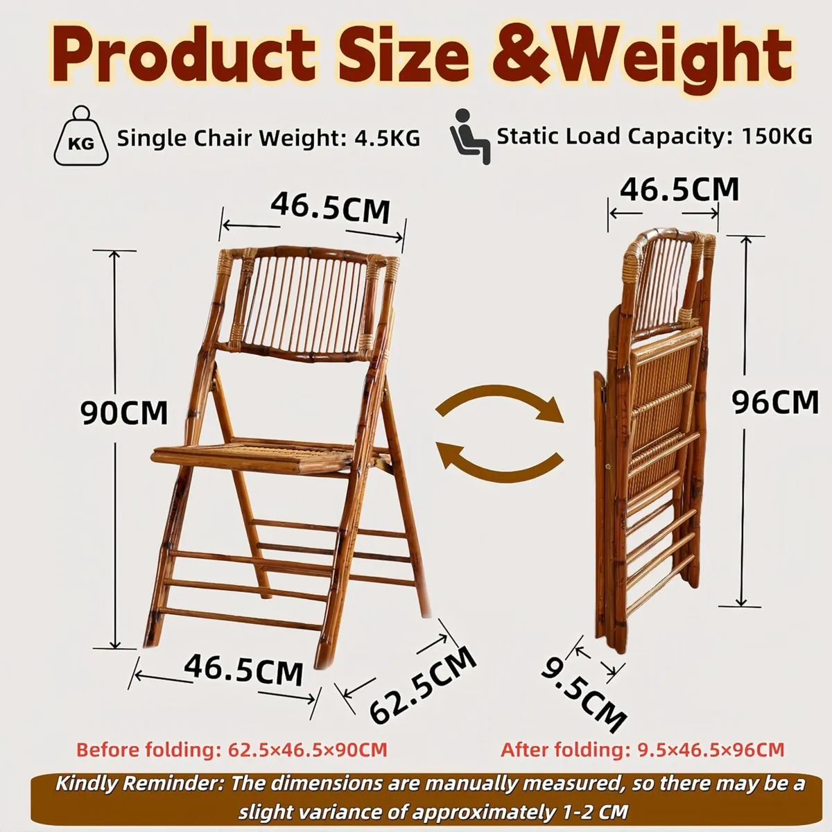 Set of 4 Newly Upgraded FSC Bamboo Folding Chair - Image 3