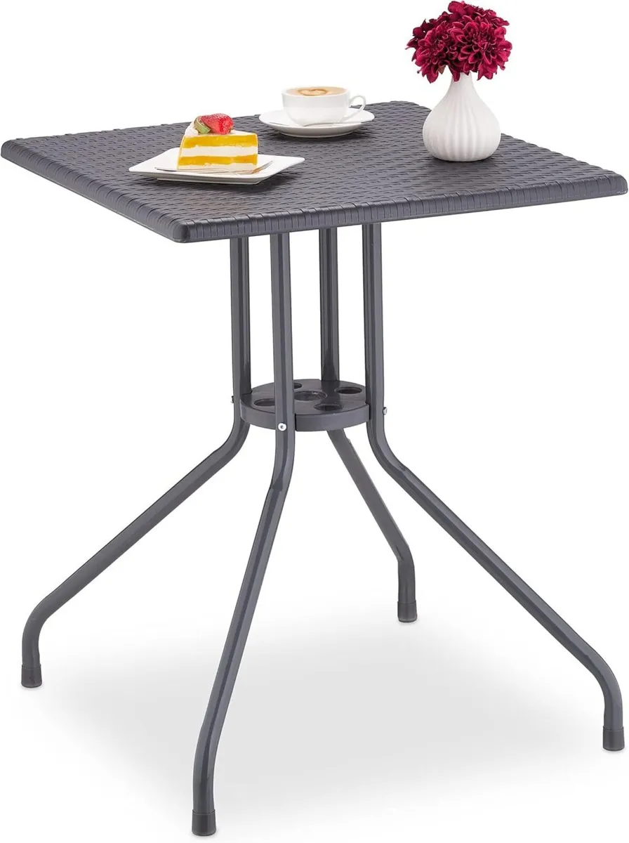 Garden Table Rattan Look Square HxWxD: 75x61x61cm - Image 1