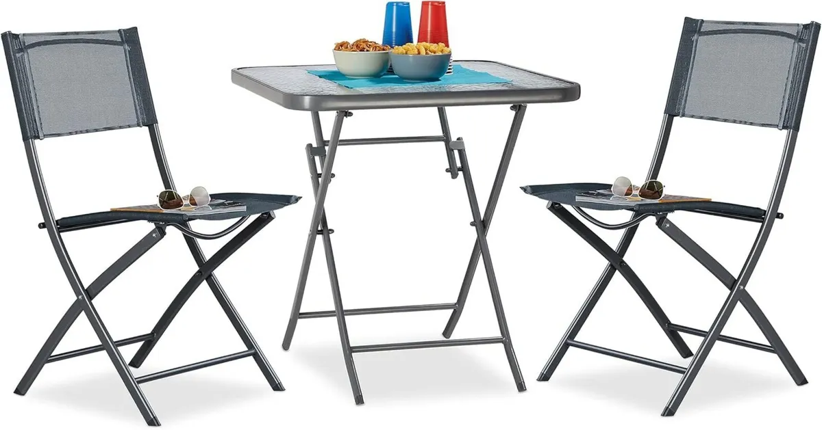 Set of Garden Chairs and Table Metal Synthetics - Image 1