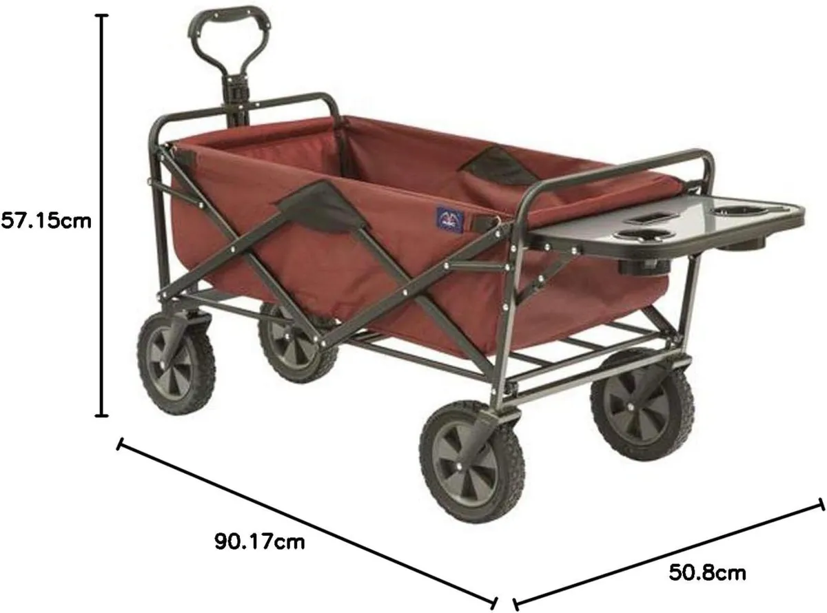 Mac Sports-Folding Wagon With Table Maroon Steel - Image 2