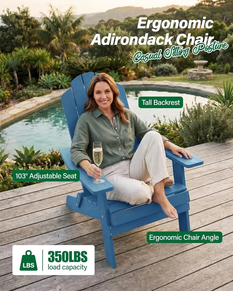 Folding Adirondack Chair Weather Resistant - Image 3
