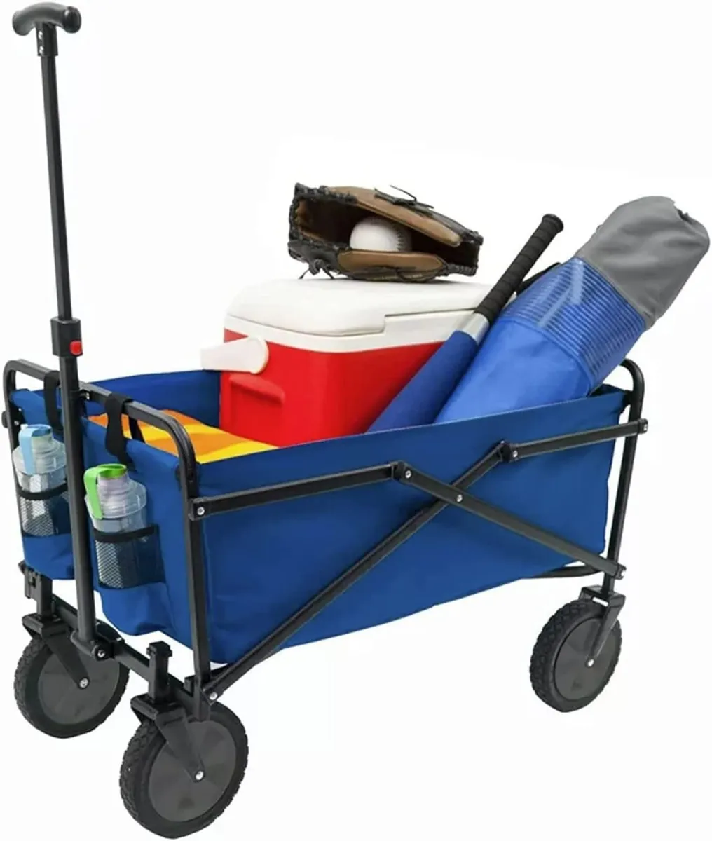 Collapsible Garden Cart On Wheels With Adjustable - Image 1