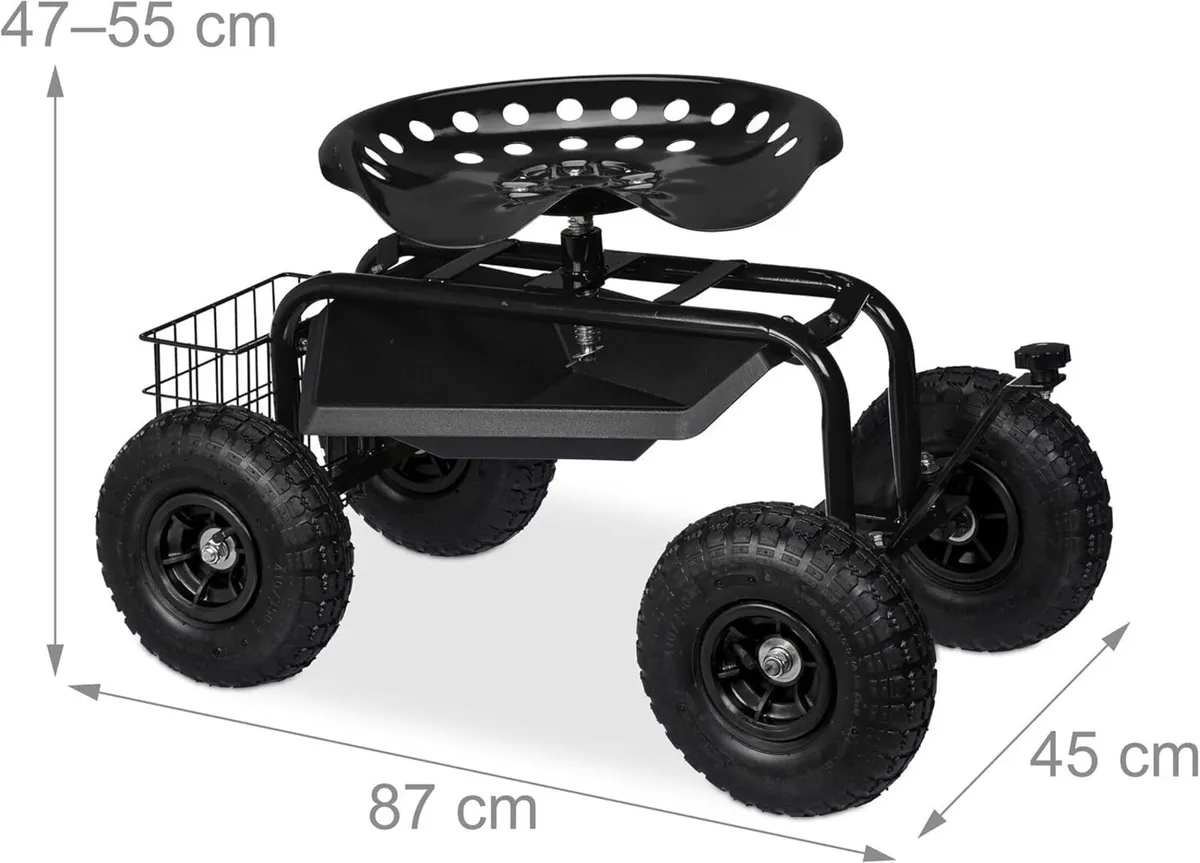 Wheeled Garden Seat Height-Adjustable 150 kg - Image 3