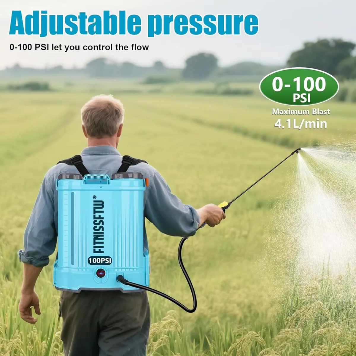 Battery Powered Backpack Sprayer 4.2 Gallon 0-100 - Image 3