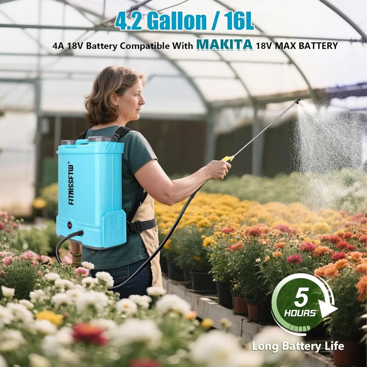 Battery Powered Backpack Sprayer 4.2 Gallon 0-100 - Image 4