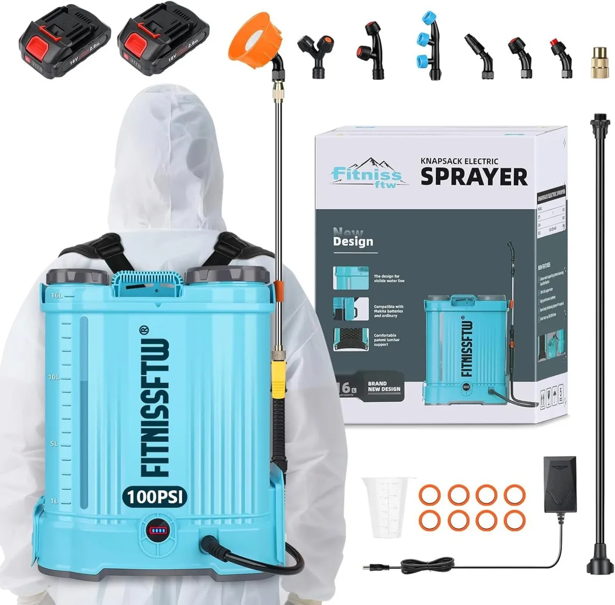 Battery Powered Backpack Sprayer 4.2 Gallon 0-100 - Image 1
