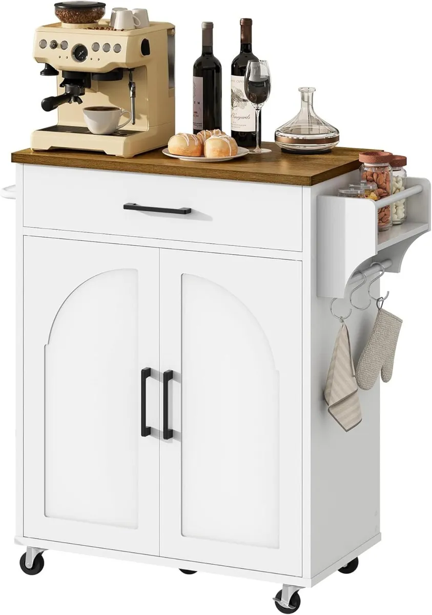 Farmhouse Kitchen Island Cart with Storage Mobile - Image 1