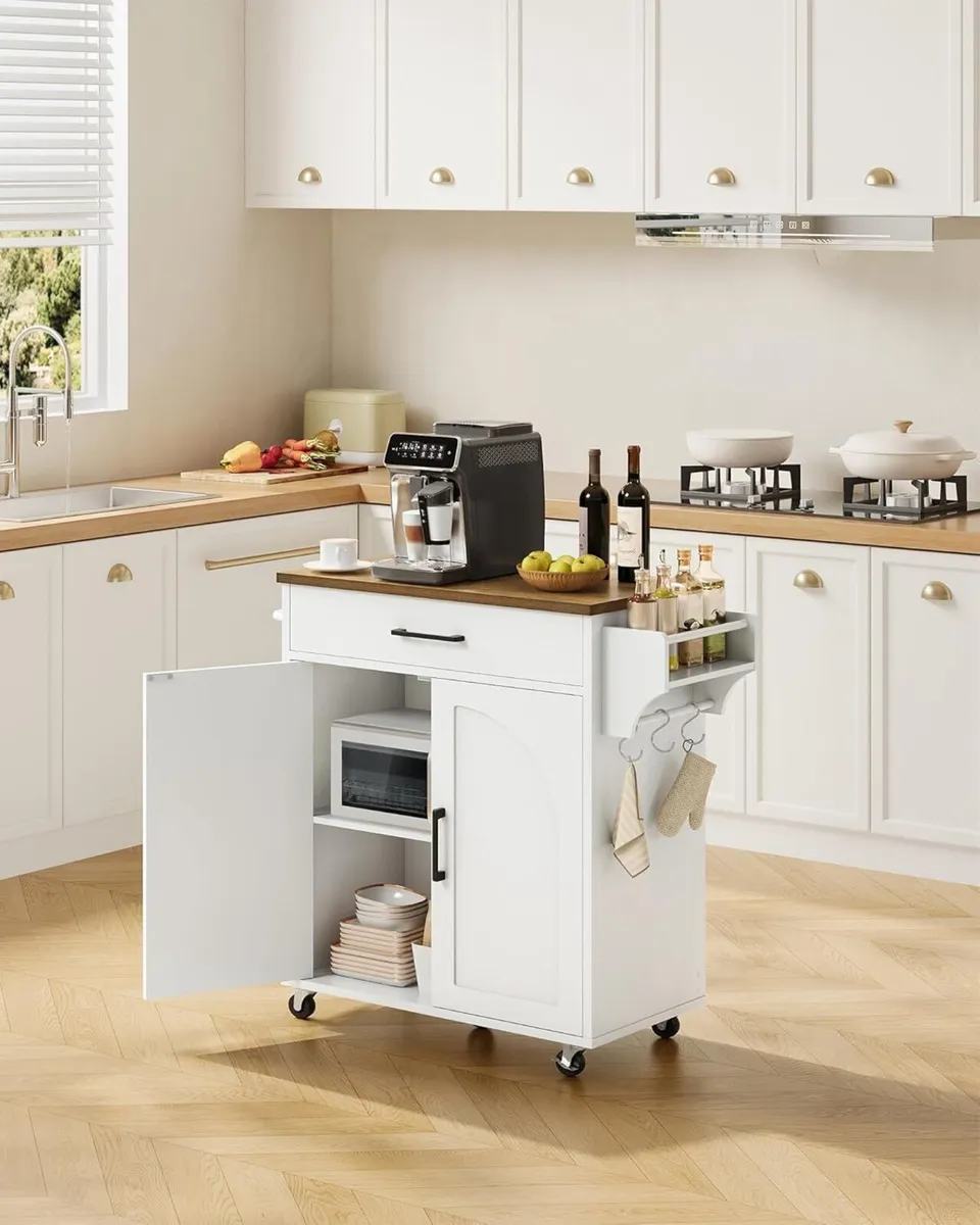 Farmhouse Kitchen Island Cart with Storage Mobile - Image 2
