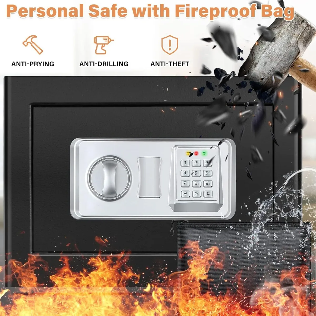 Fireproof Safe for Home with Money Bag and - Image 3