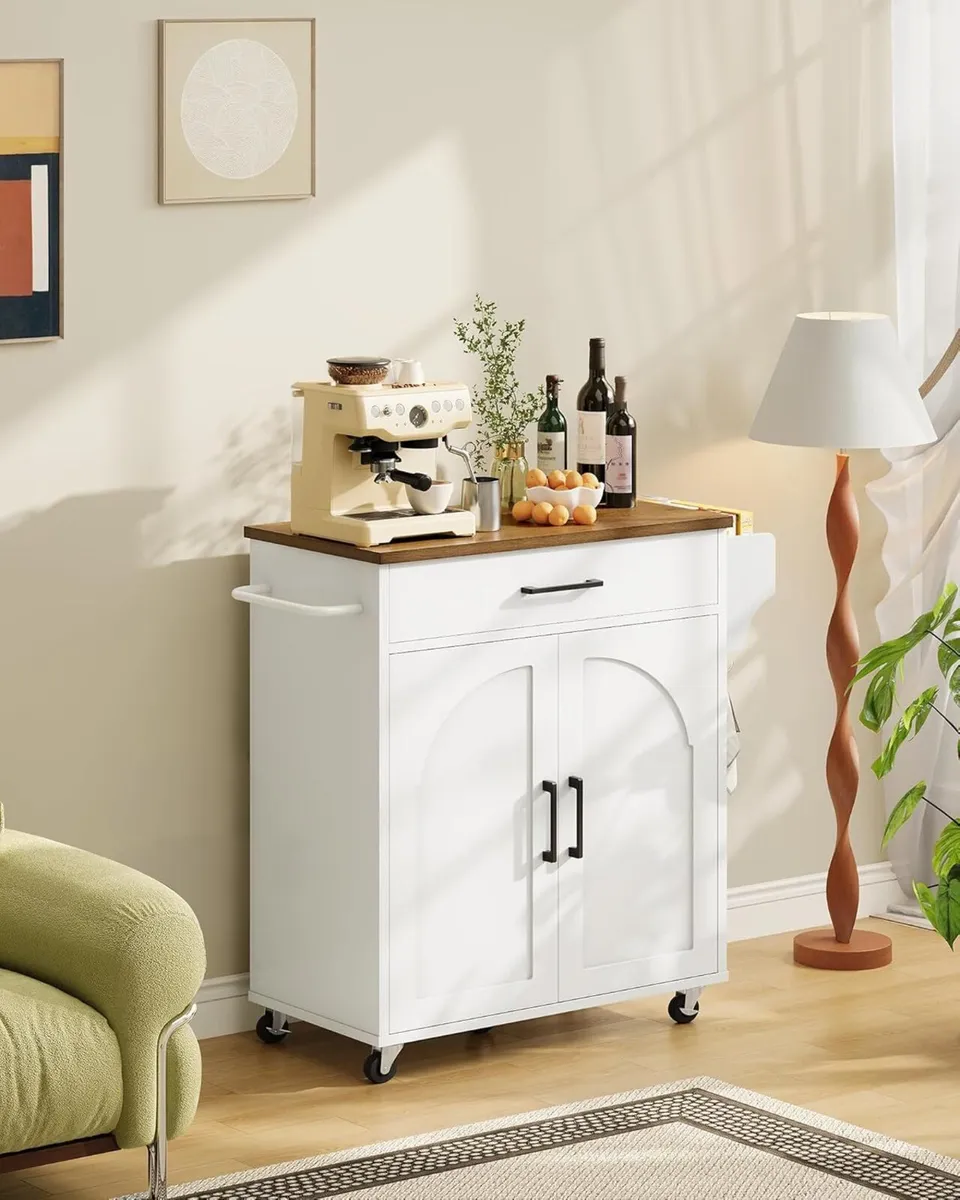 Farmhouse Kitchen Island Cart with Storage Mobile - Image 4