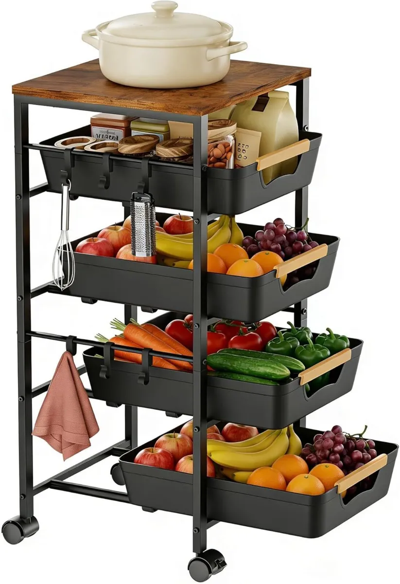 5-Tier Slim Storage Trolley on Wheels Metal - Image 1