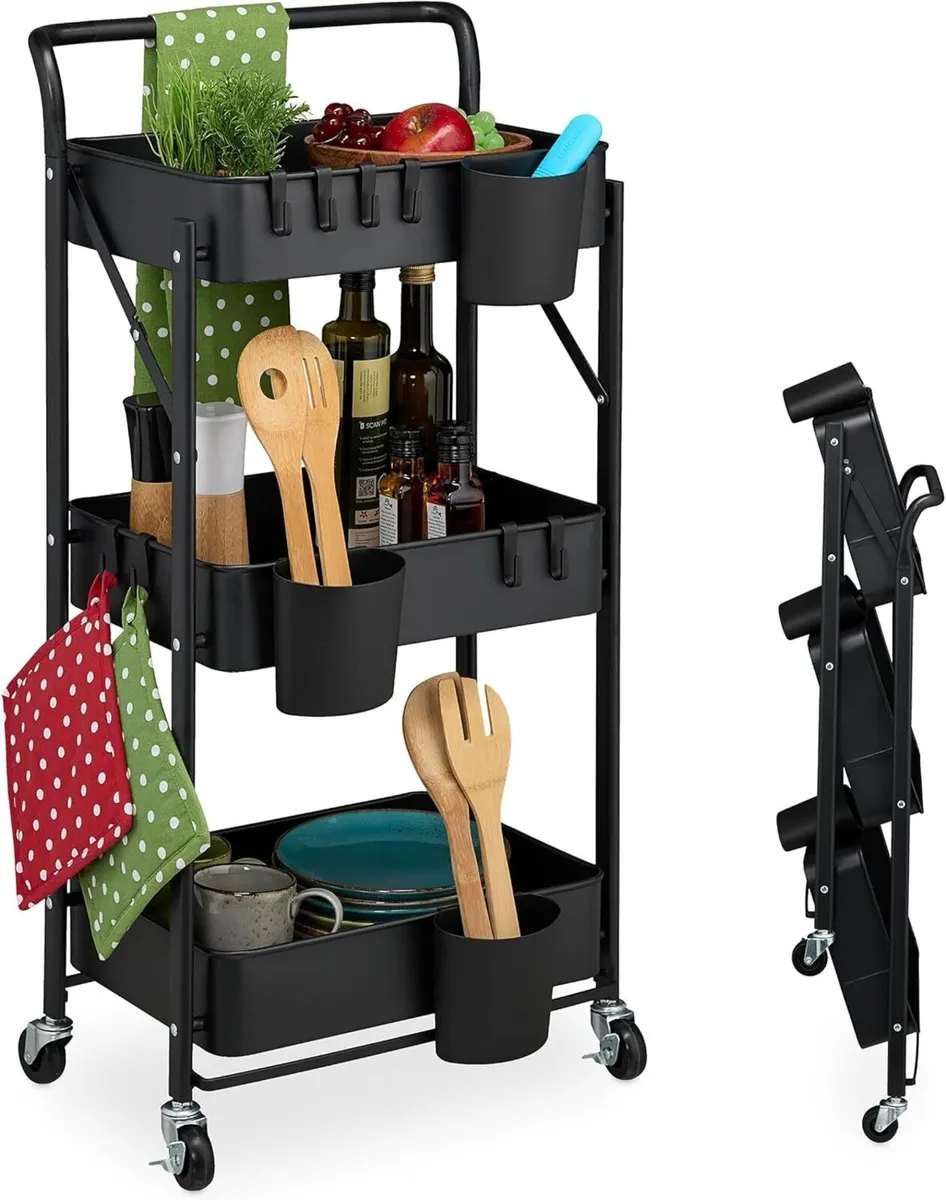 Serving Cart Rolling 3 Tiers Kitchen Trolley - Image 1