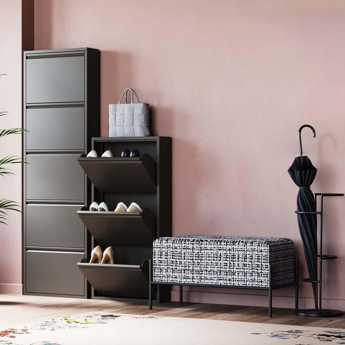 Design Shoe cabinet Caruso Black 104x50x15 cm - Image 2
