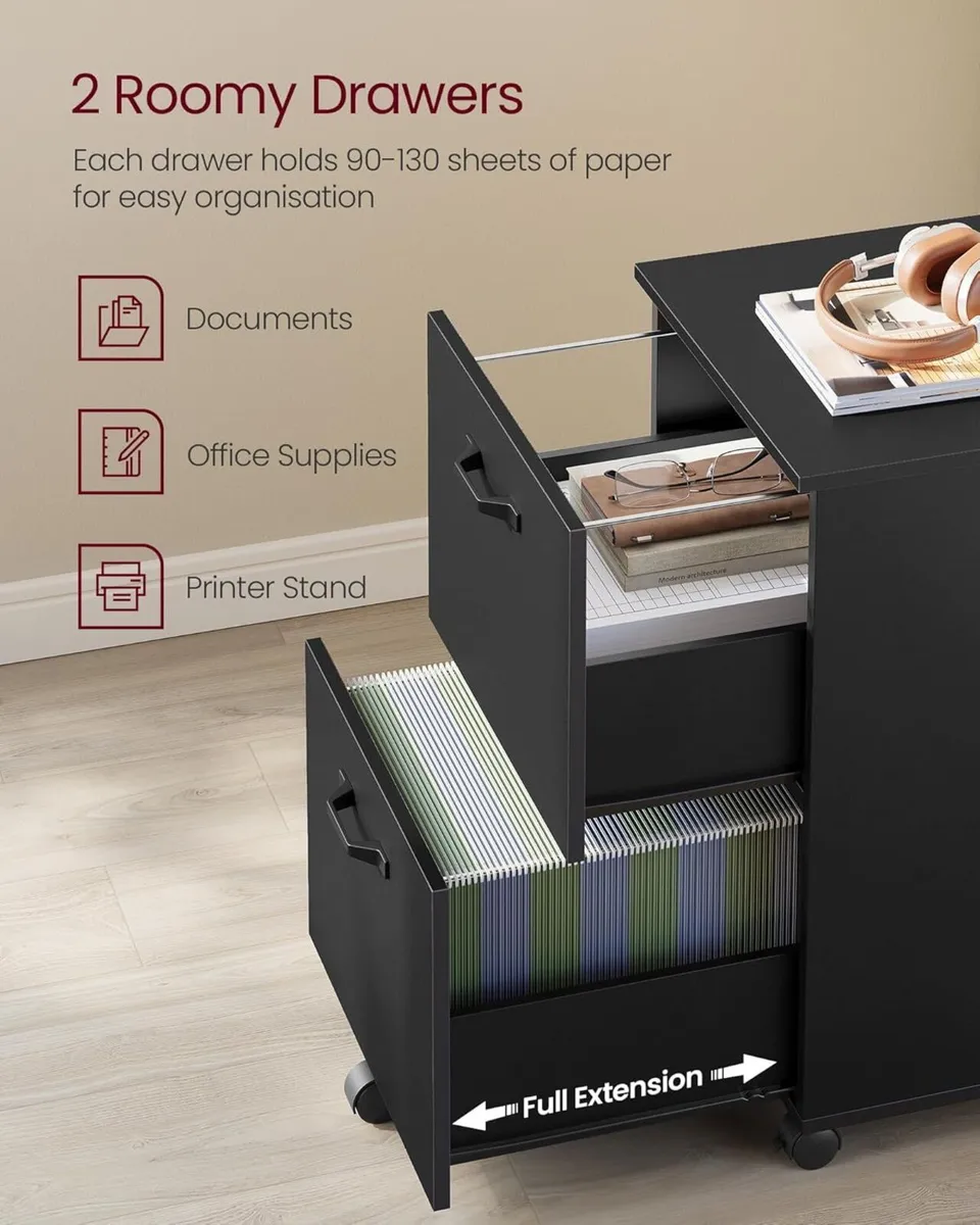 2-Drawer Filing Cabinet Mobile File for Home - Image 4