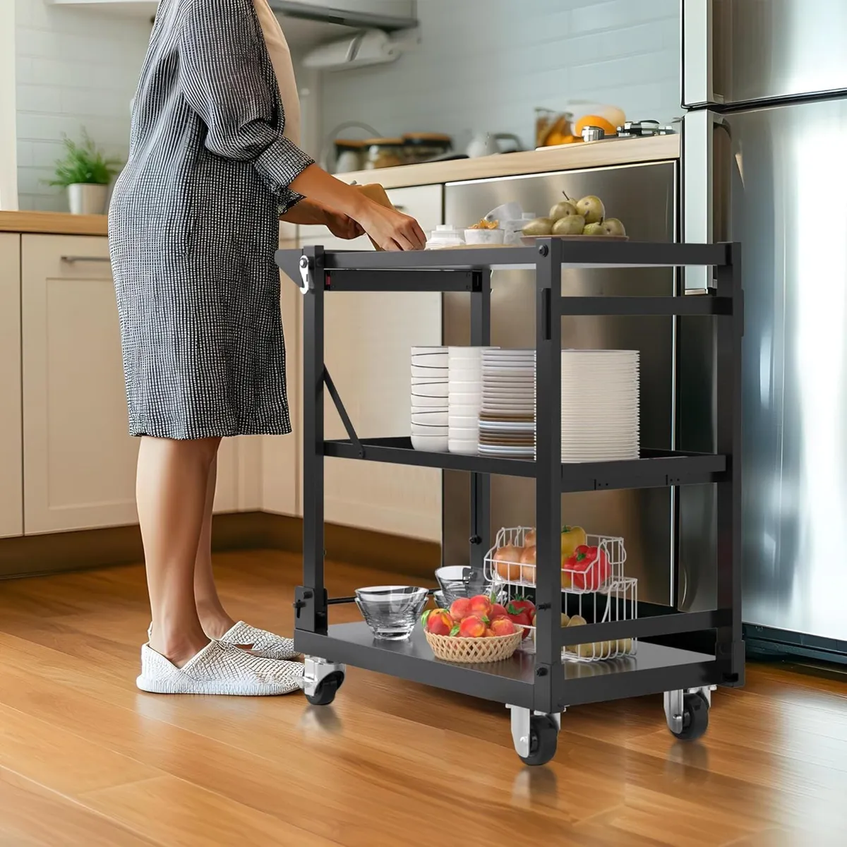 Utility Premium Steel Service Cart 3-in-1 Folding - Image 2