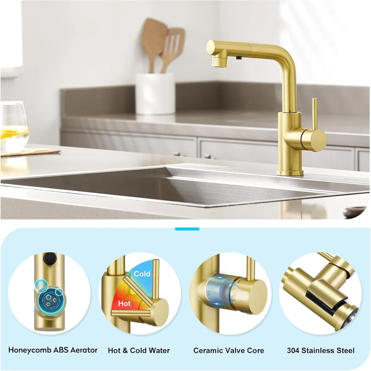 3 Function Sprayer Pull Out Kitchen Mixer Tap - - Image 4