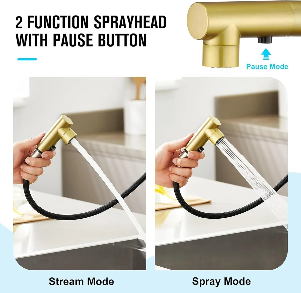 3 Function Sprayer Pull Out Kitchen Mixer Tap - - Image 3