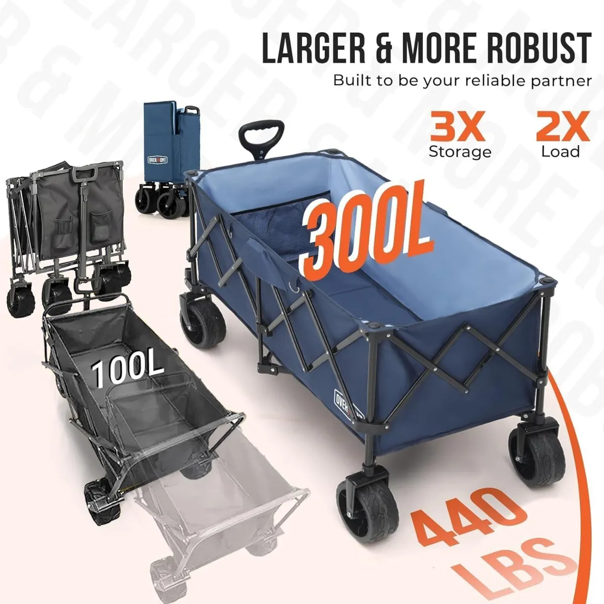 300L Extra Large Folding Festival Trolley Cart - - Image 3