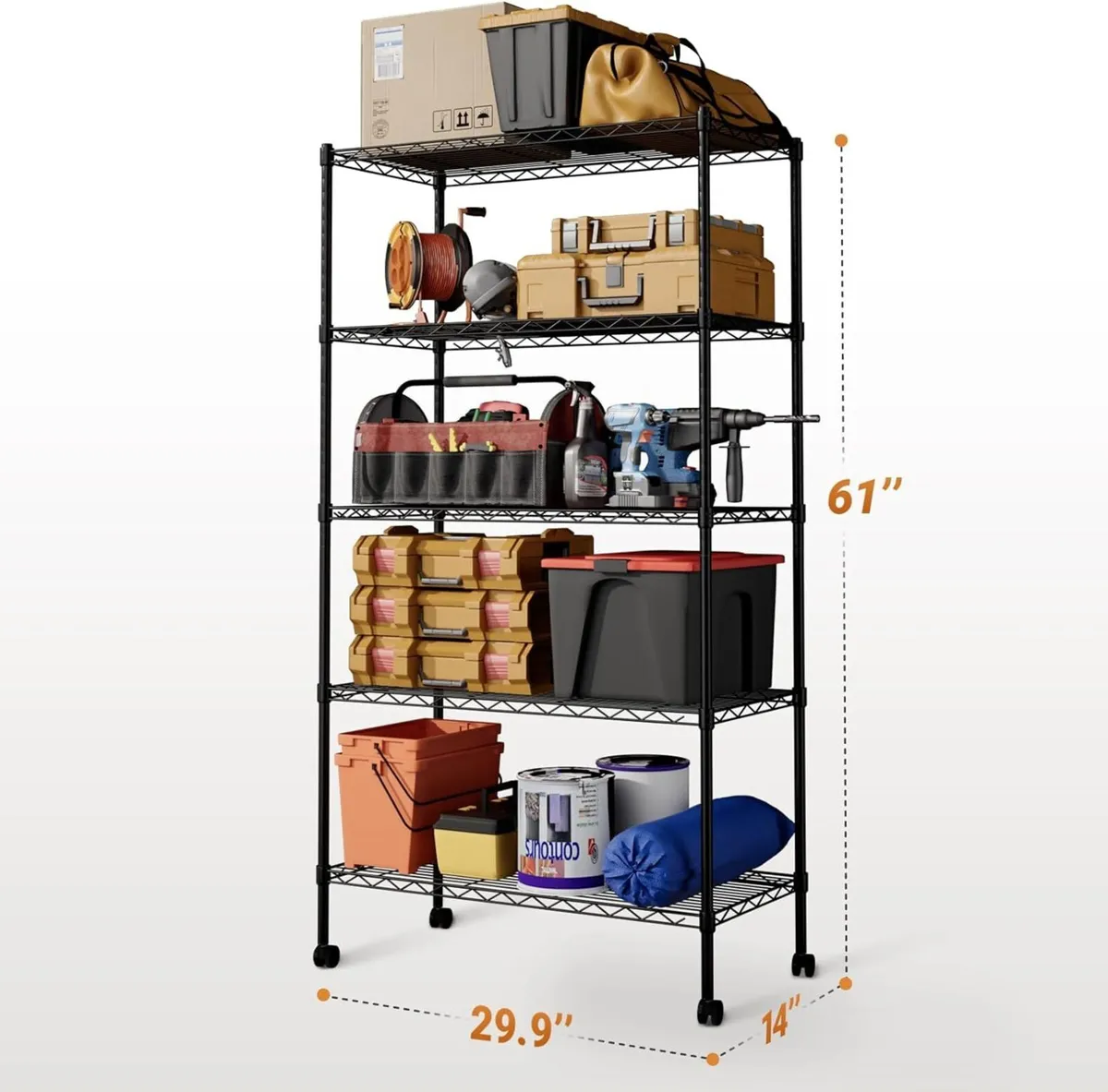 5-Shelf Heavy Duty Storage Shelving Unit With - Image 3