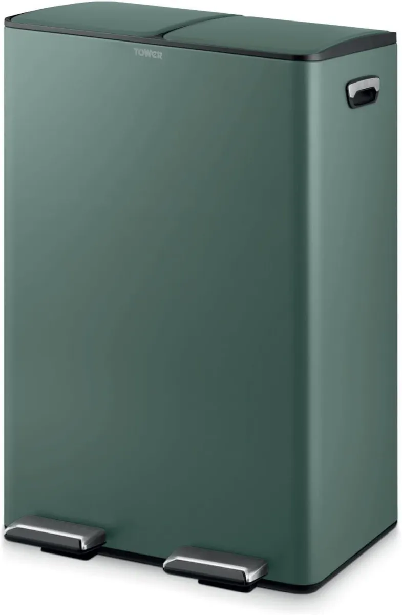 Recycling Pedal Bin Two 30L Compartments with - Image 1