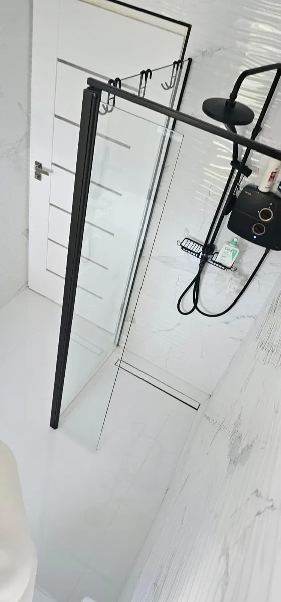 Shower glass panel with flipper black - Image 3