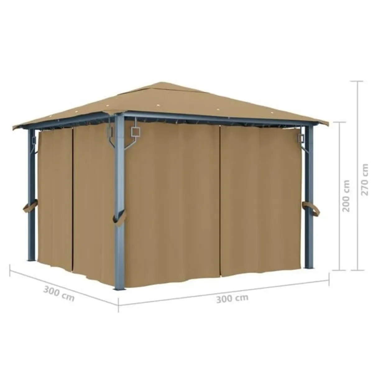 Gazebo with Curtain 300x300 cm Taupe Aluminium

De - Image 3