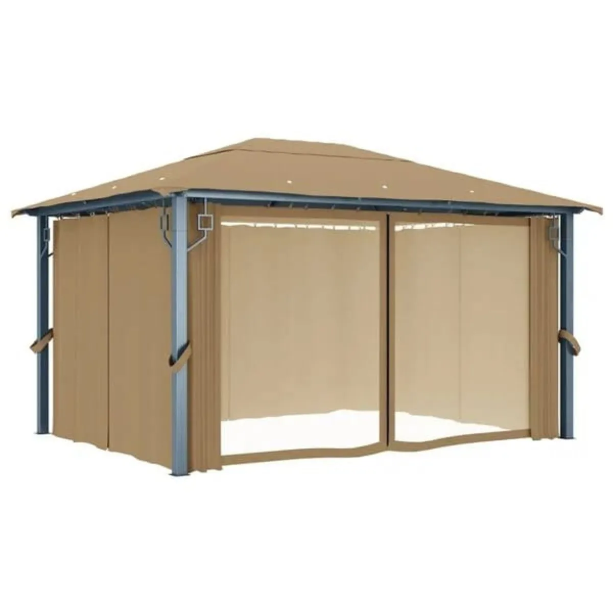 Gazebo with Curtain 300x300 cm Taupe Aluminium

De - Image 4