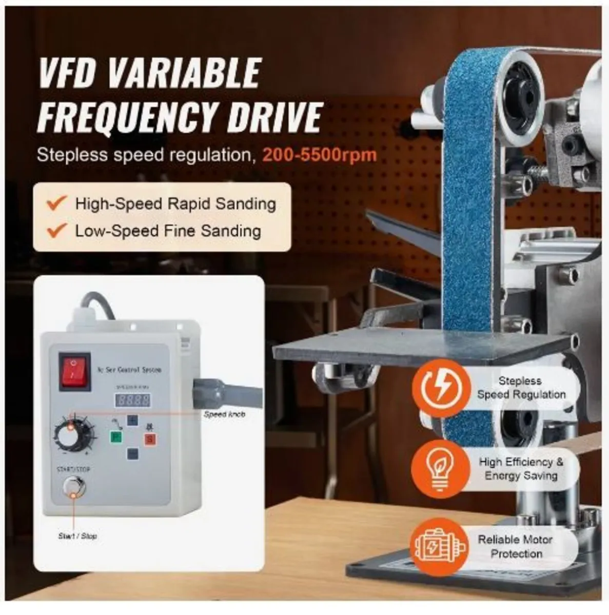 Belt Grinder Sander, 30 x 1-Inch Variable Speed - Image 4