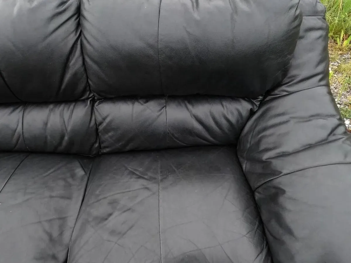Comfortable Black Faux Leather Sofa - Image 4