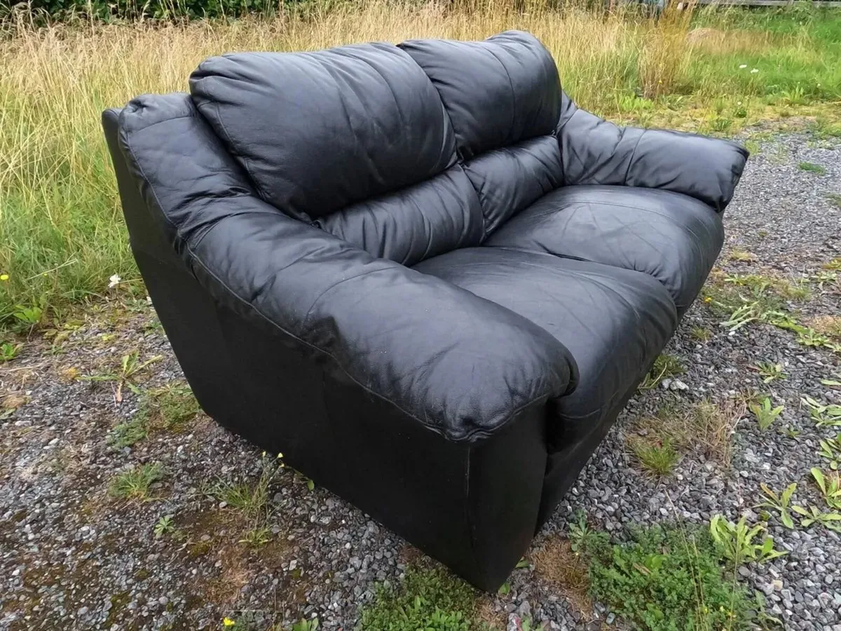 Comfortable Black Faux Leather Sofa - Image 2