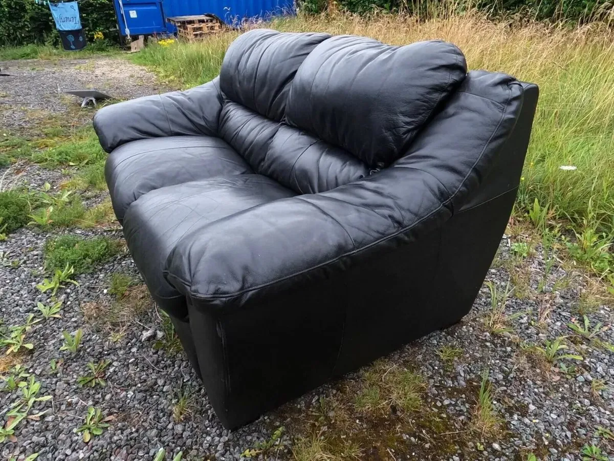Comfortable Black Faux Leather Sofa - Image 3