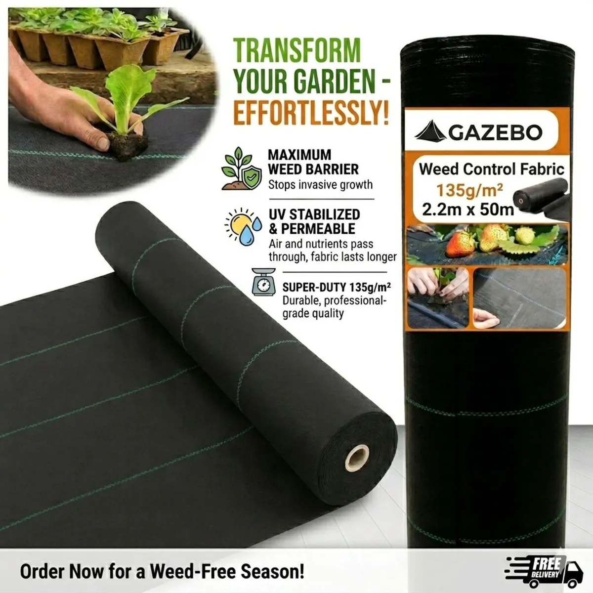 135g MYPEX 50m weed control fabric 2.2m - Image 1