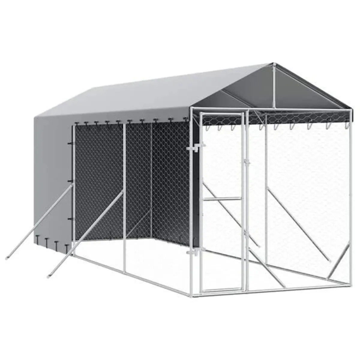 Outdoor Dog Kennel with Roof Silver 2x6x2.5 m Galv - Image 1