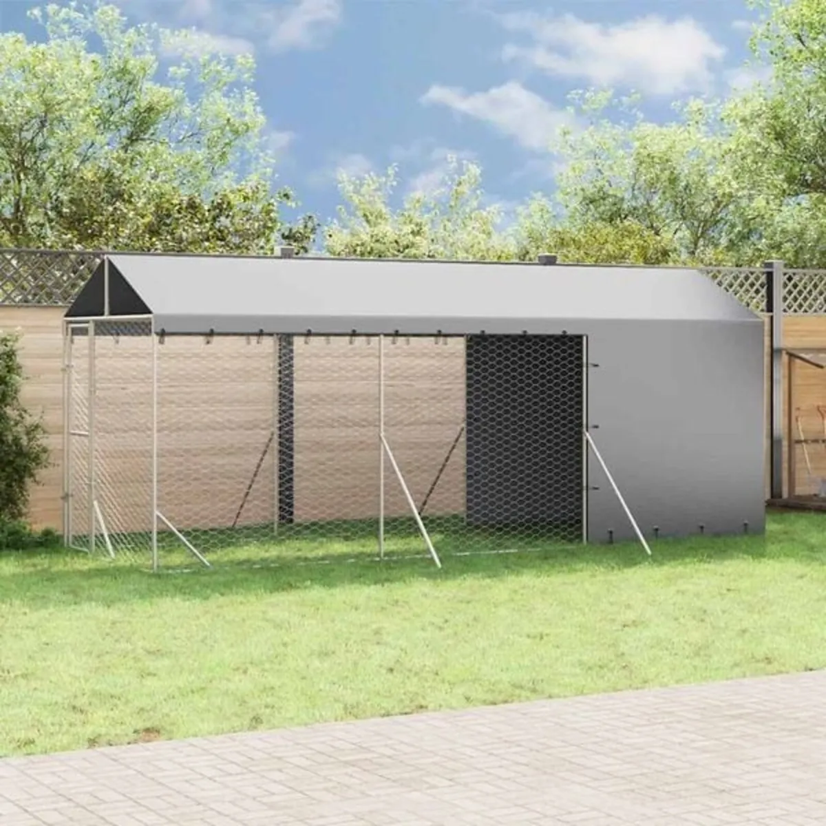 Outdoor Dog Kennel with Roof Silver 2x6x2.5 m Galv - Image 2